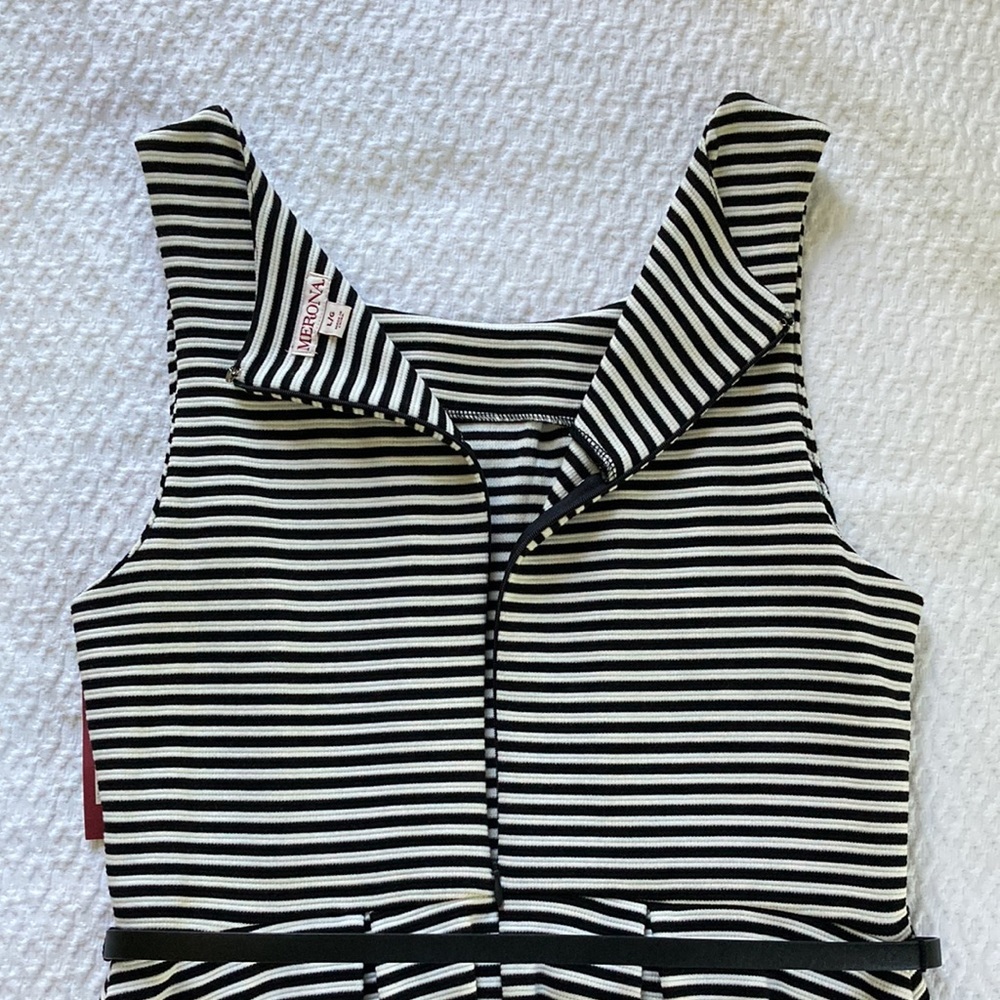 NWT Merona Spandex Blend Black & White Striped Sleeveless Dress L - Picture 10 of 11